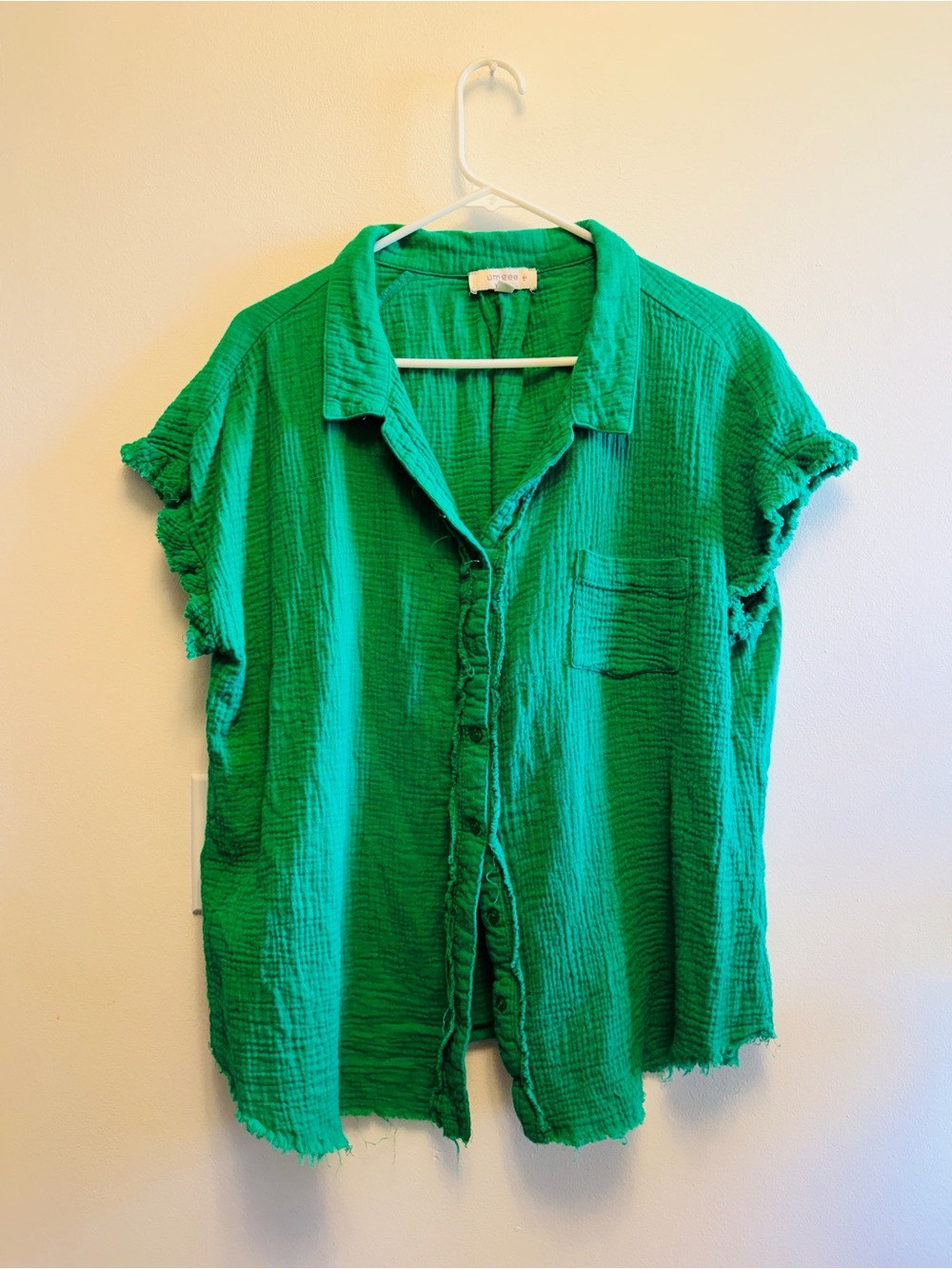 Umgee Emerald Green Button-Down Gauze Shirt